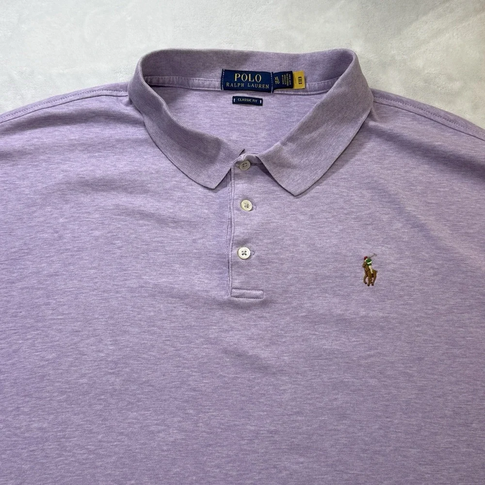 Polo Ralph Lauren Classic Fit Polo Shirt XL Purple Heather Big Pony Golf Cotton